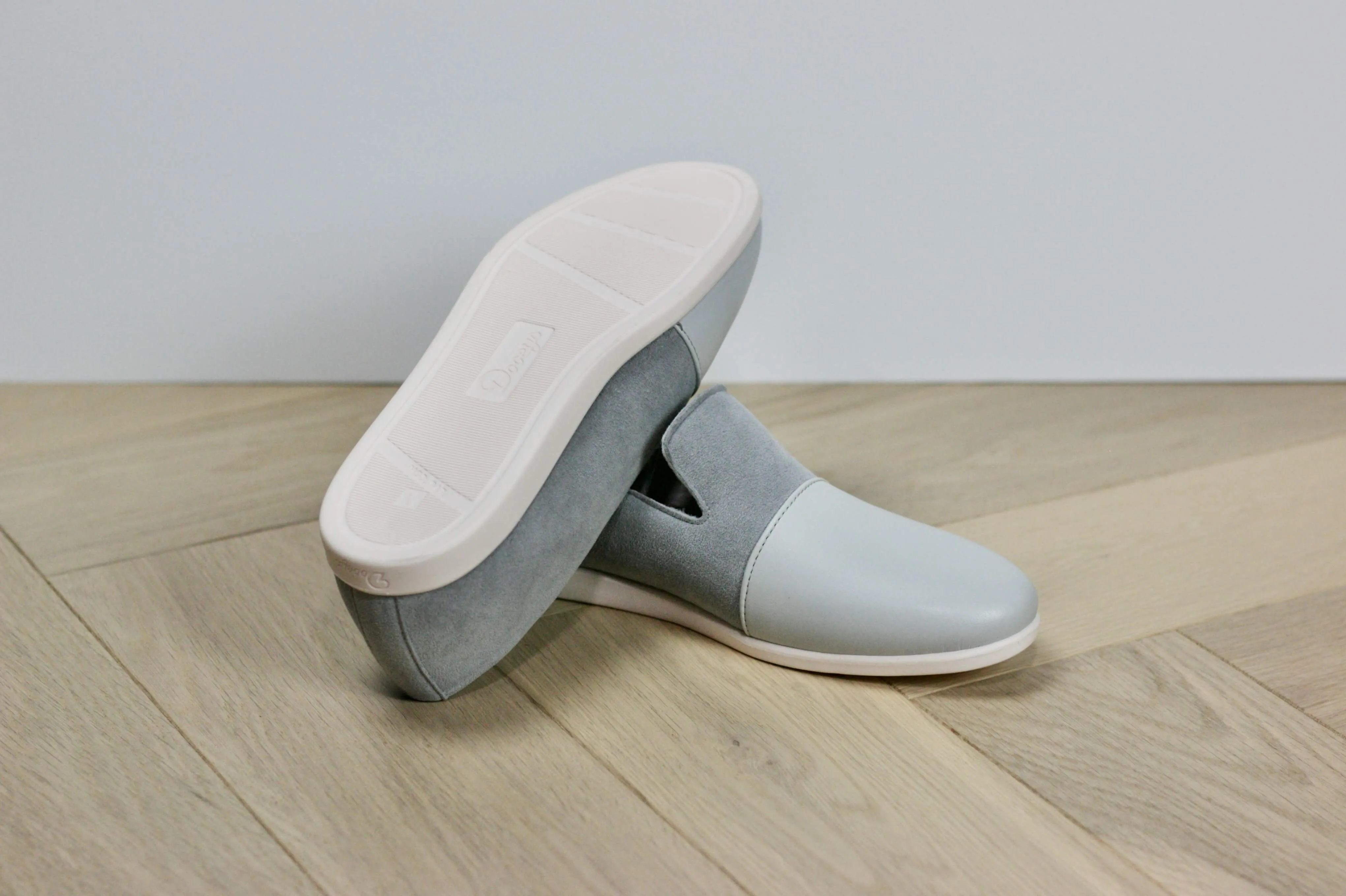 Apple Leather & Vegan Suede House Loafers |  Blue & Grey