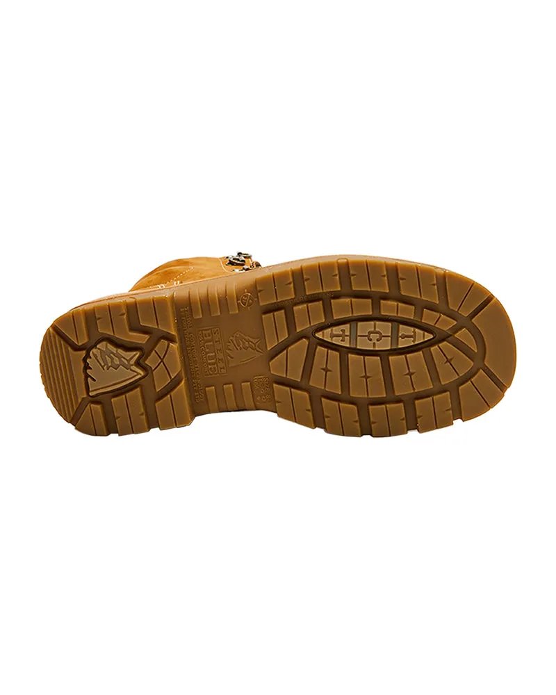Argyle Lace Up Safety Boot with Zip and Scuff Cap - Wheat