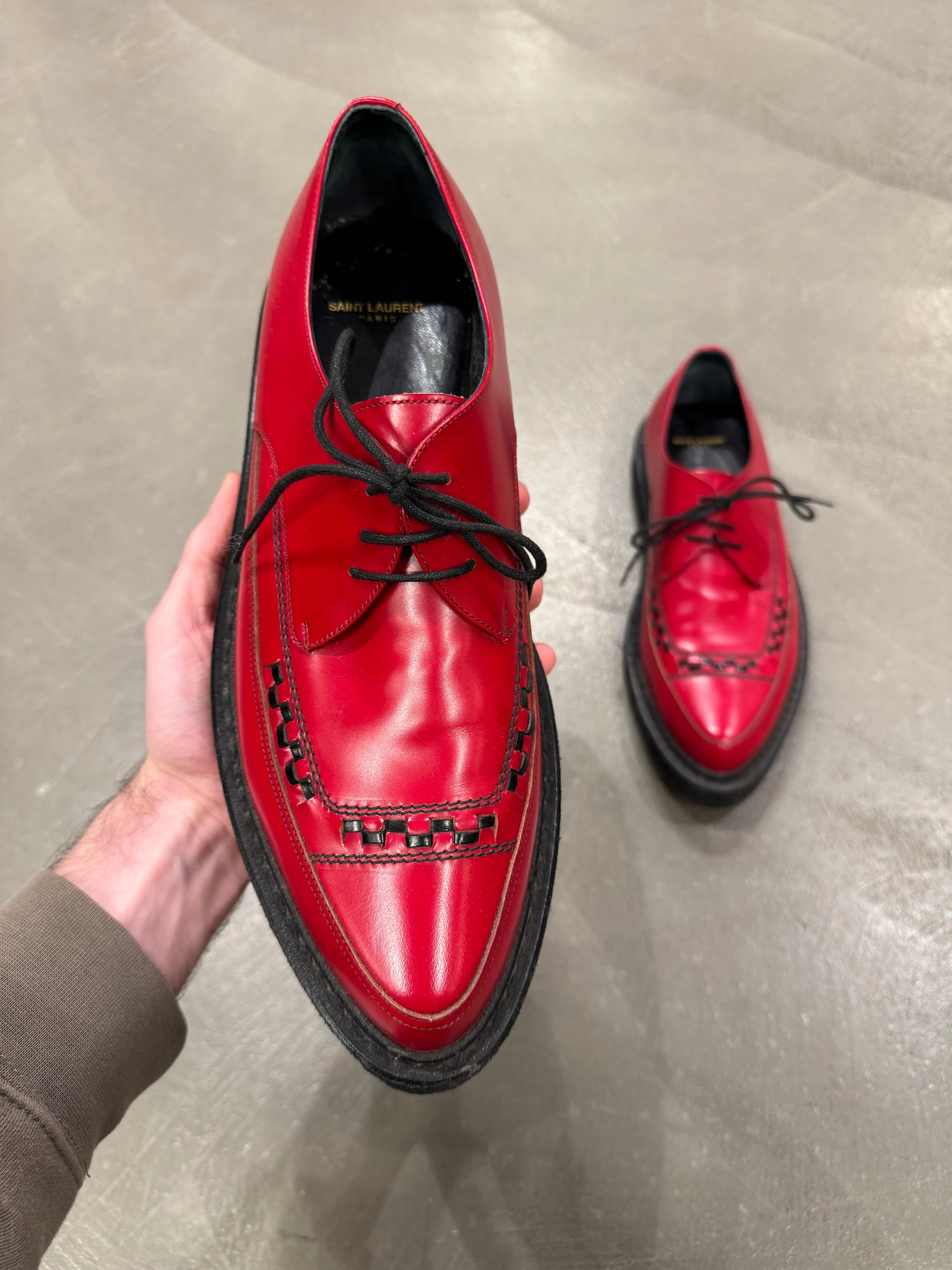 A/W2014 Saint Laurent by Hedi Slimane runway leather creepers derby shoes