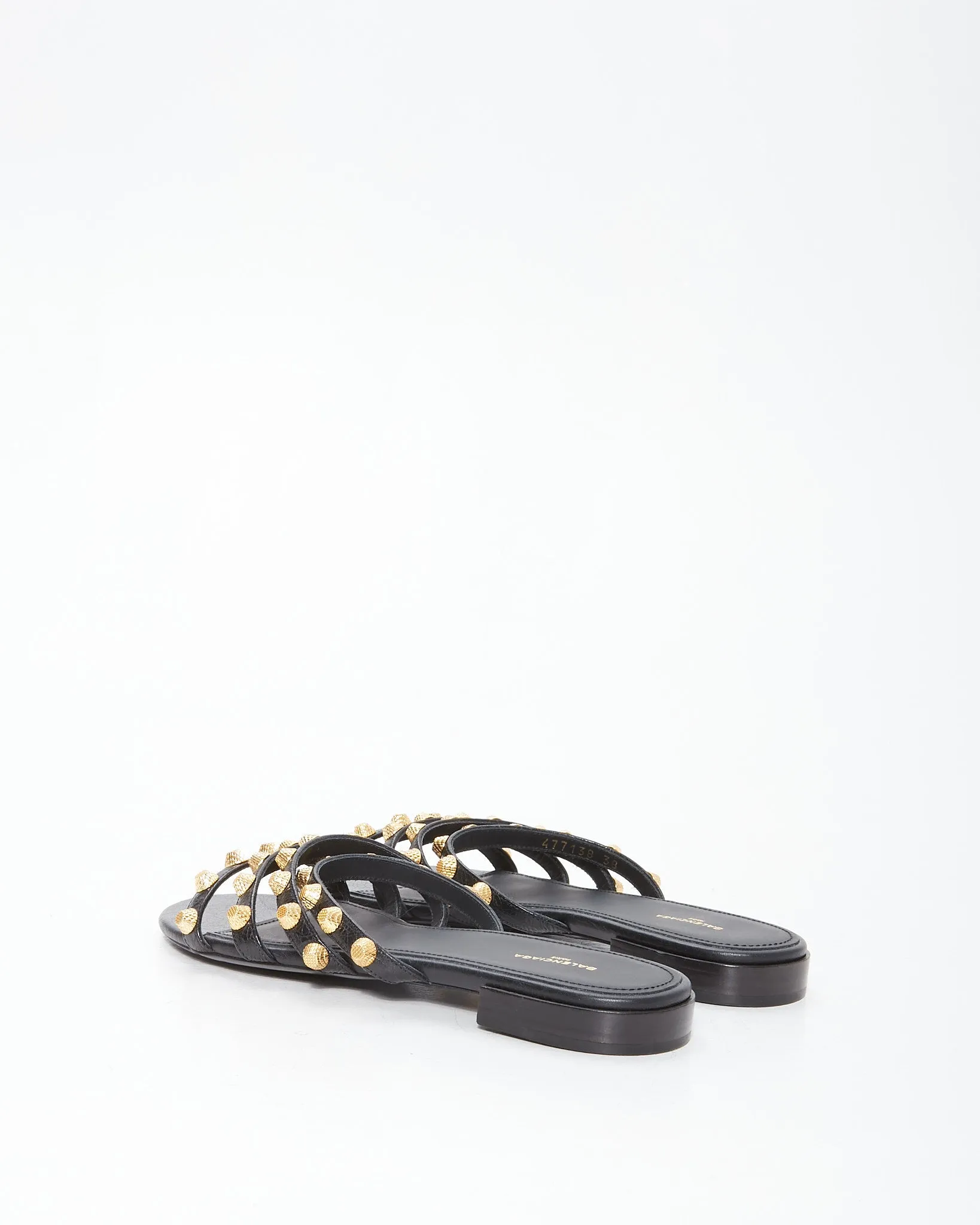 Balenciaga Black Leather Studded Sandals - 38