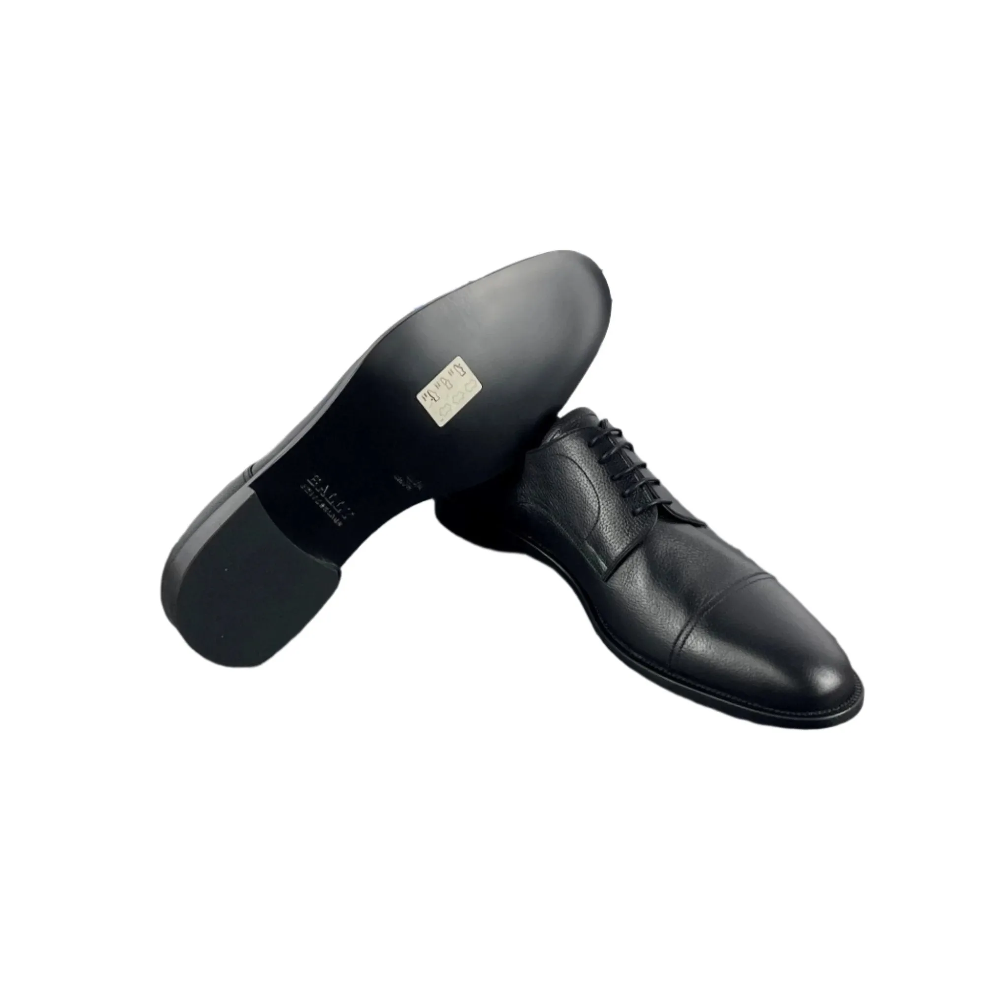 Bally Salfor Black Grained Leather Derby Shoes