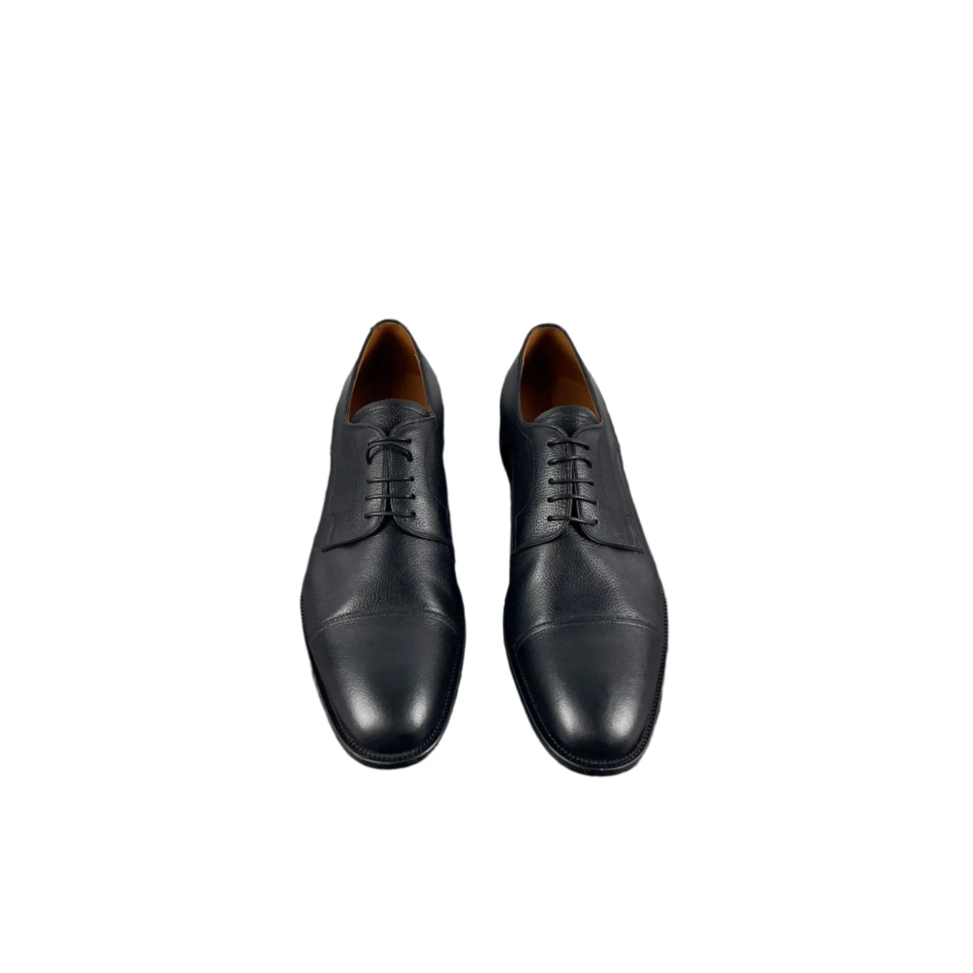 Bally Salfor Black Grained Leather Derby Shoes
