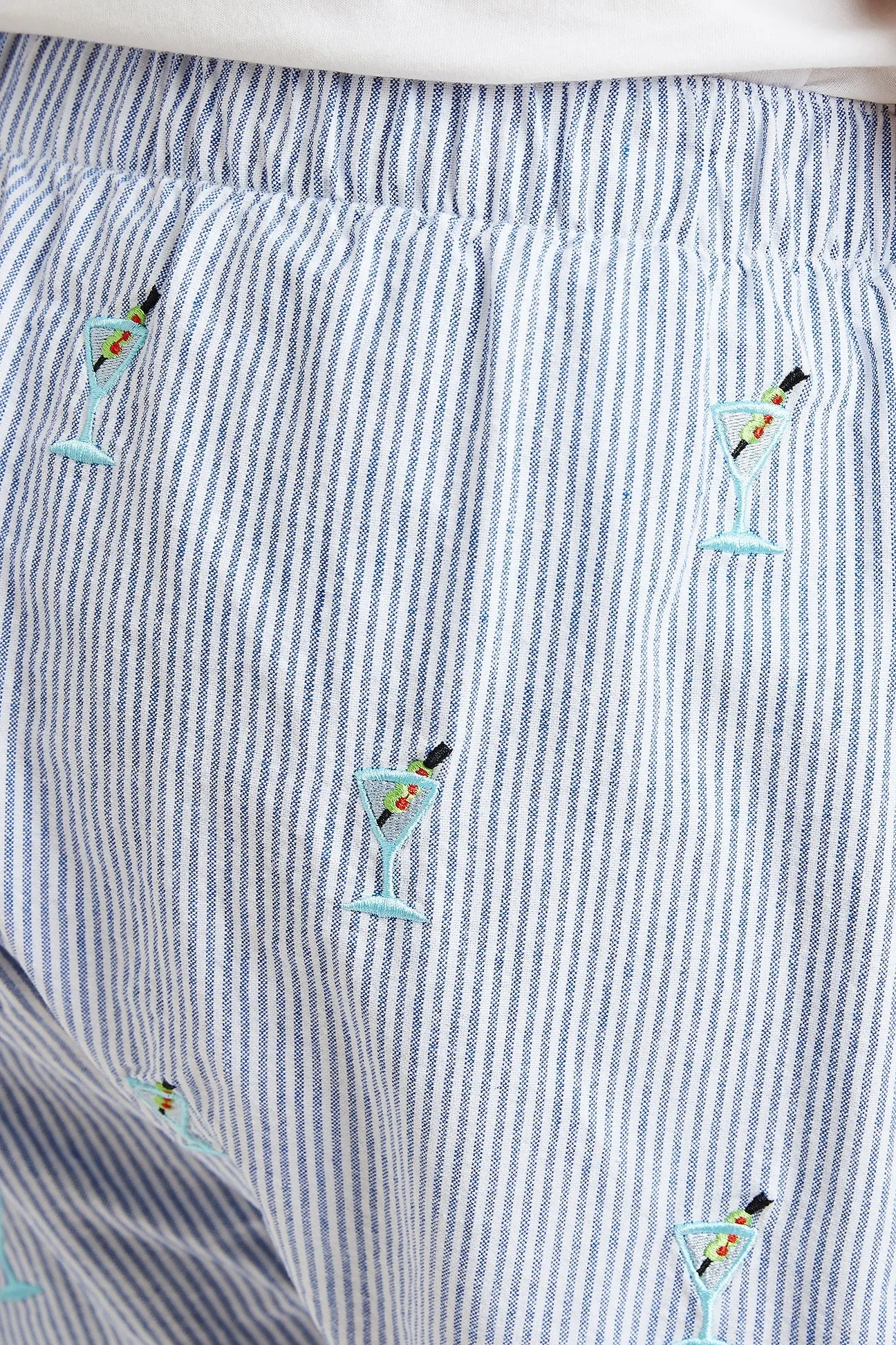 Barefoot Boxer Blue Oxford Stripe with Martini