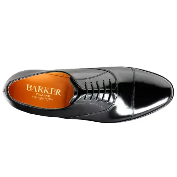 BARKER Arnold Shoes - Mens Classic Oxford - Black Hi-Shine