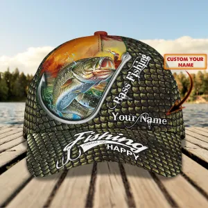 Bass Fishing 10- Personalized Name Cap - HN95