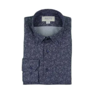BDA2293 Tonal Paisley Sport Shirt in Navy