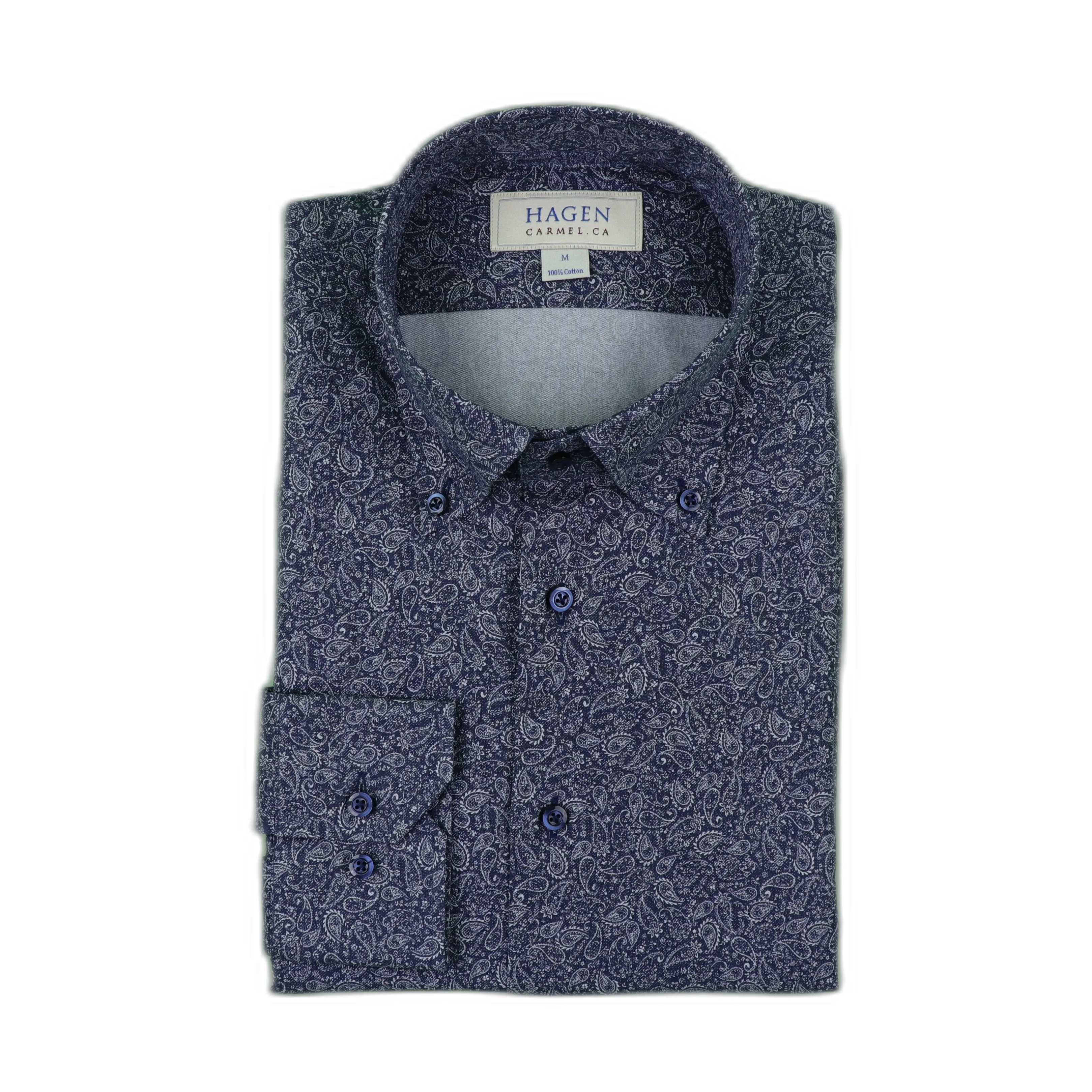 BDA2293 Tonal Paisley Sport Shirt in Navy