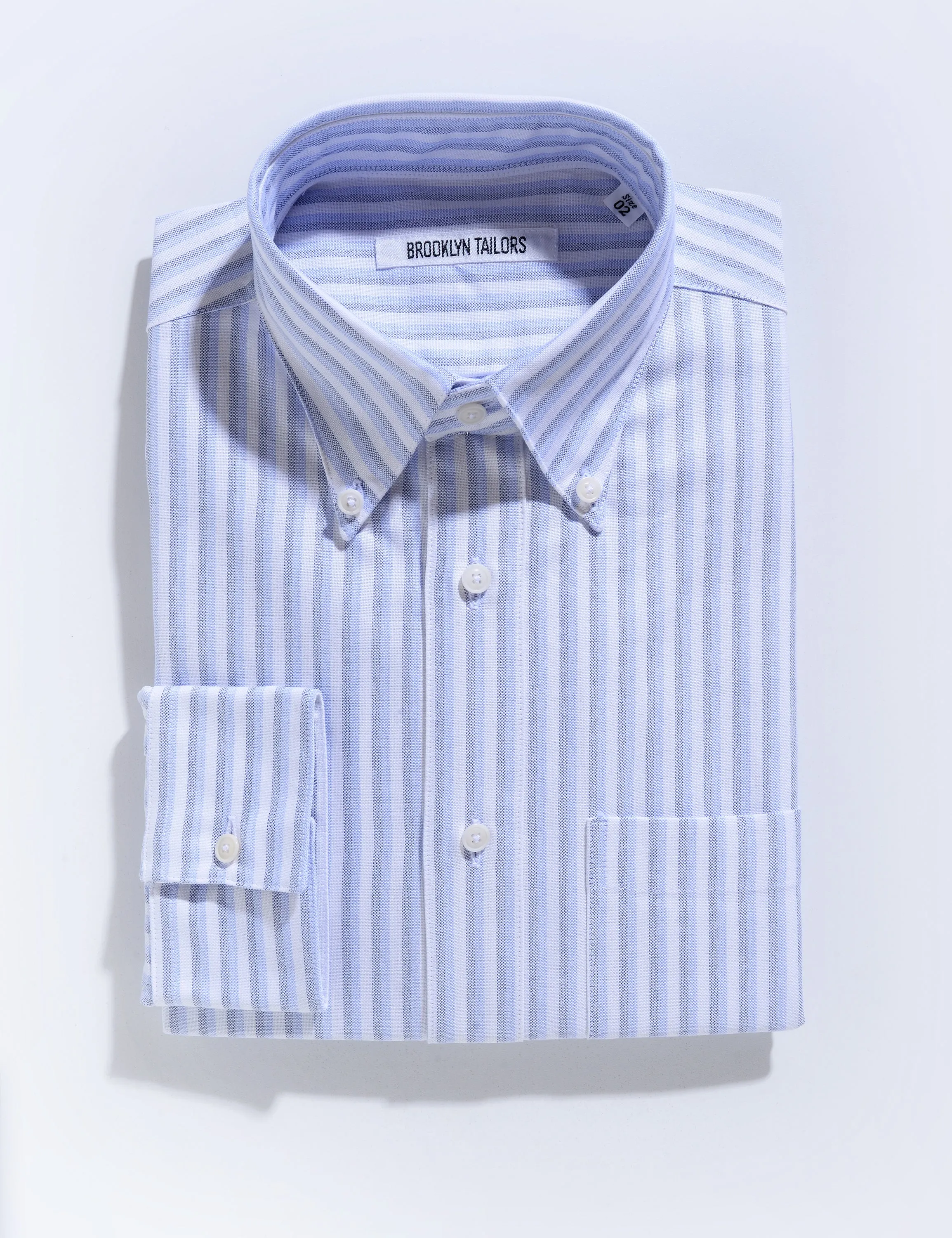 BKT14 Relaxed Shirt in Double-Stripe Cotton Oxford - Blue & White