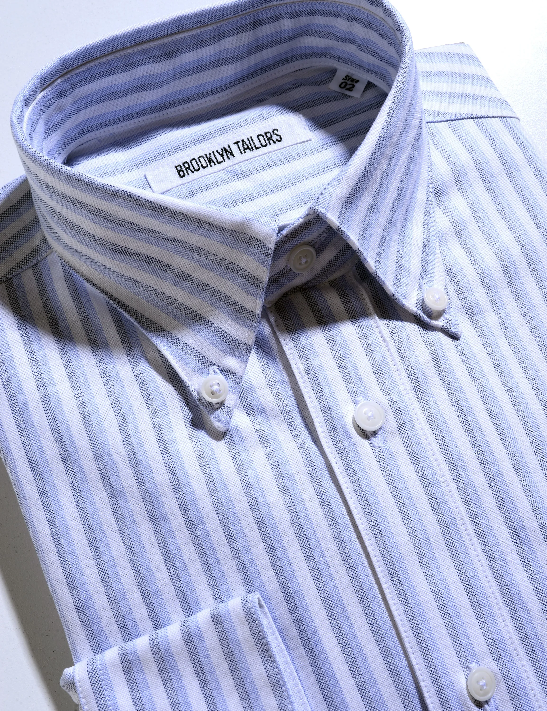 BKT14 Relaxed Shirt in Double-Stripe Cotton Oxford - Blue & White