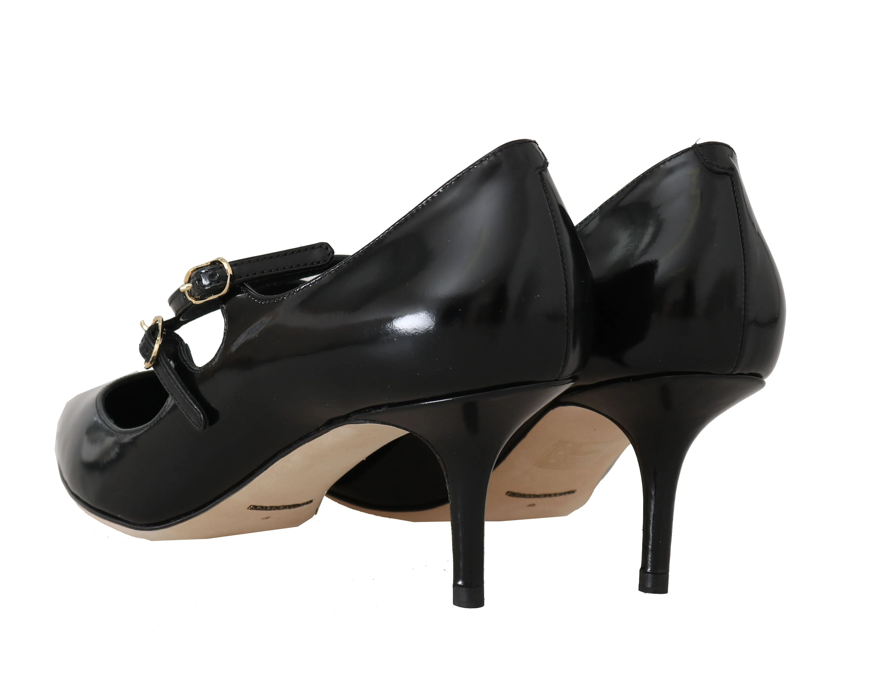 Black Leather Bellucci Mary Jane Pumps