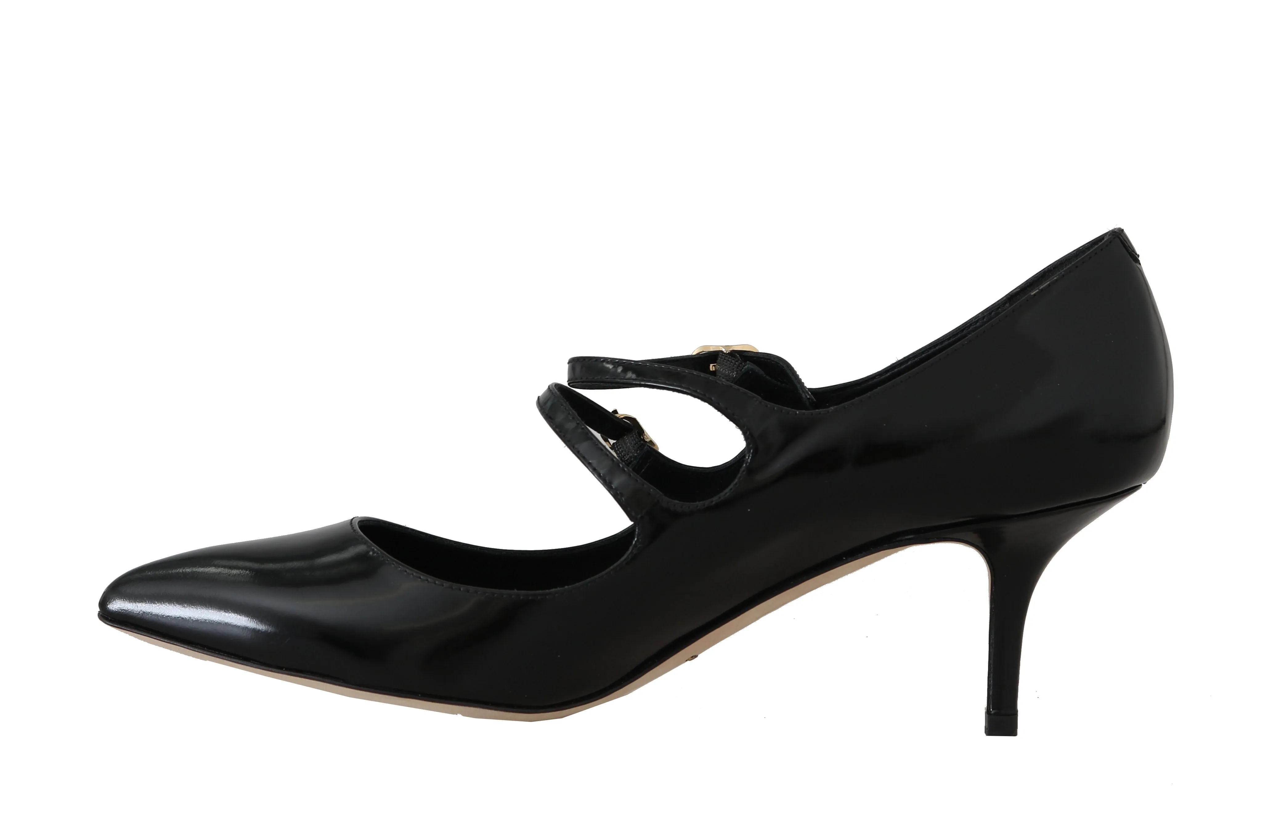 Black Leather Bellucci Mary Jane Pumps
