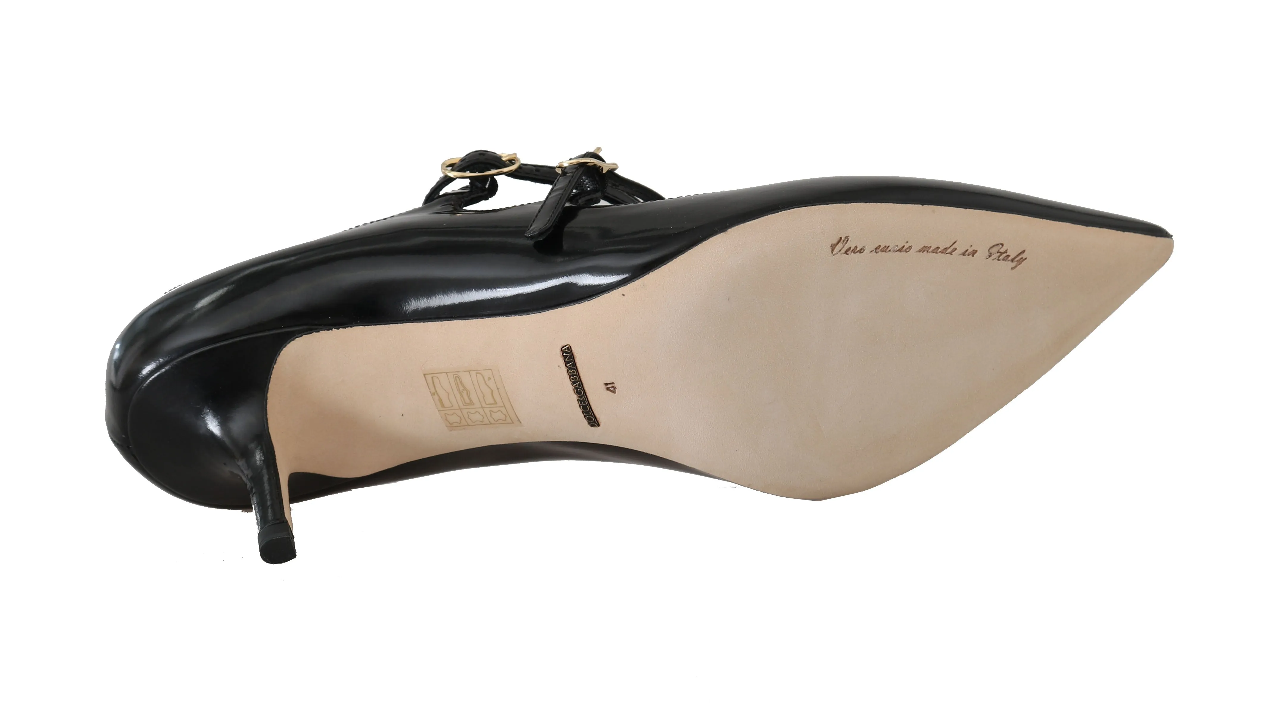 Black Leather Bellucci Mary Jane Pumps