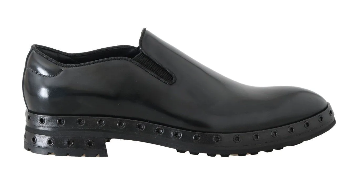 Black Leather Dress Loafers Shoes