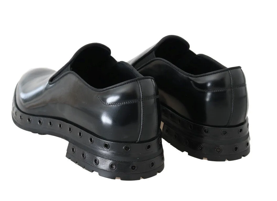 Black Leather Dress Loafers Shoes