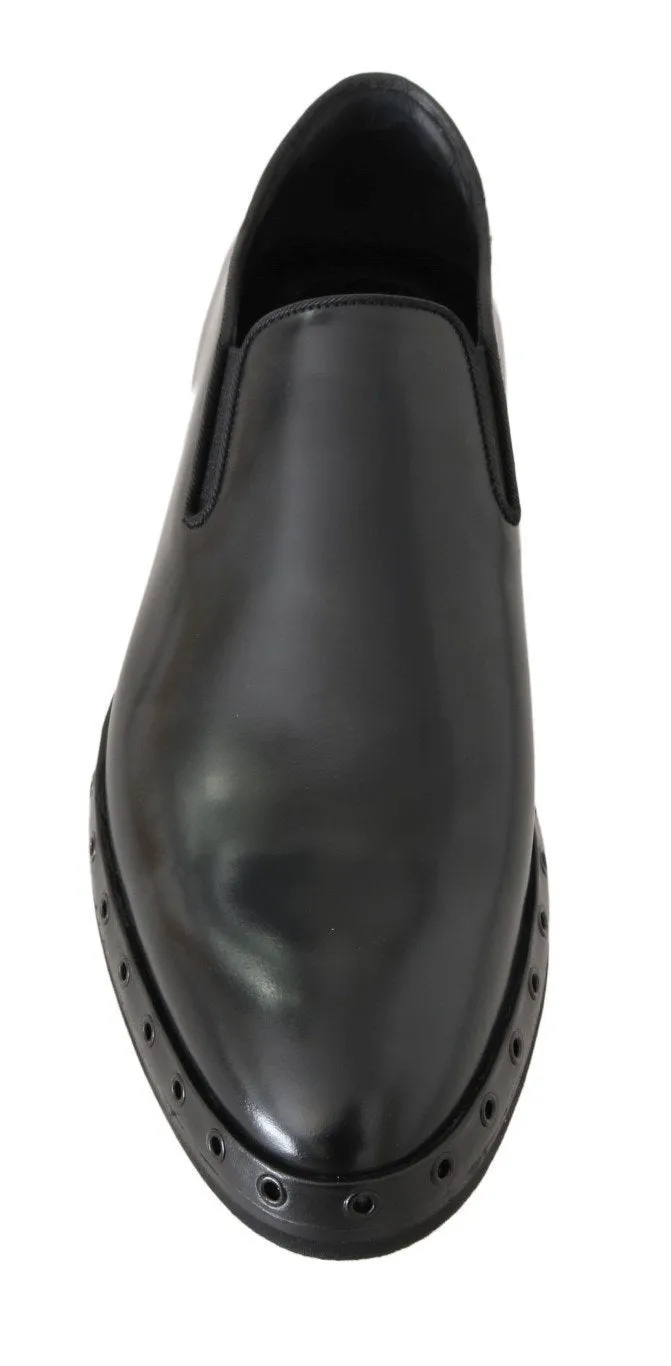 Black Leather Dress Loafers Shoes
