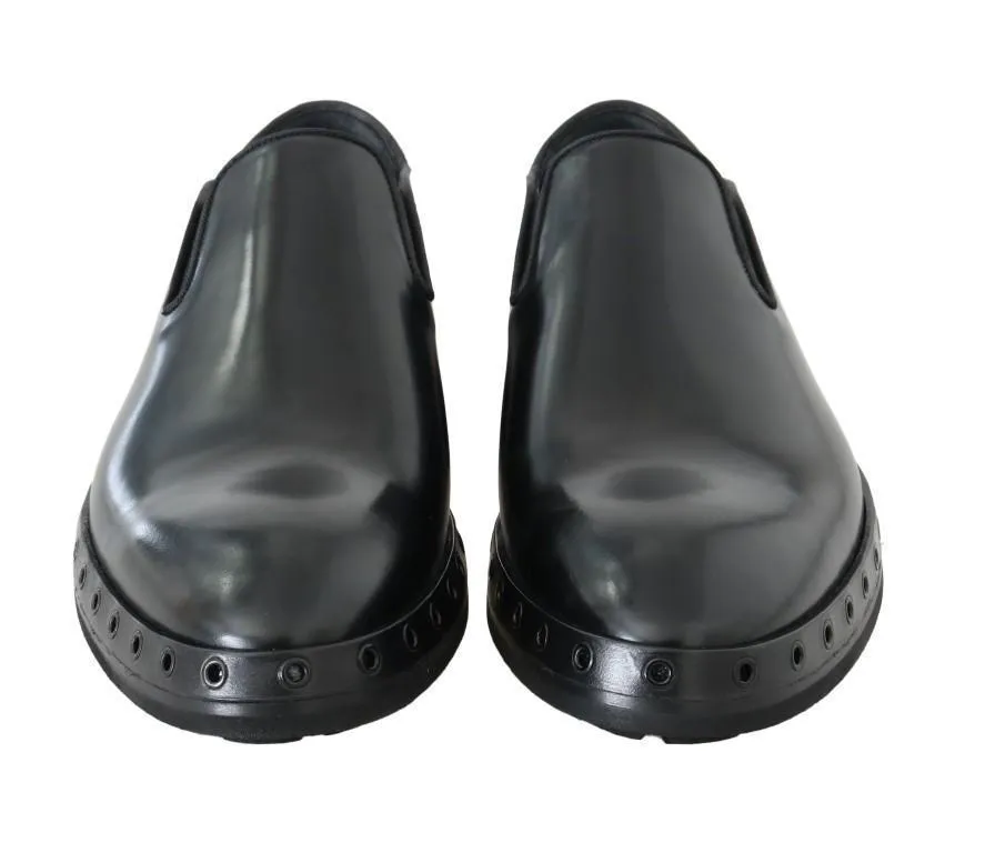 Black Leather Dress Loafers Shoes