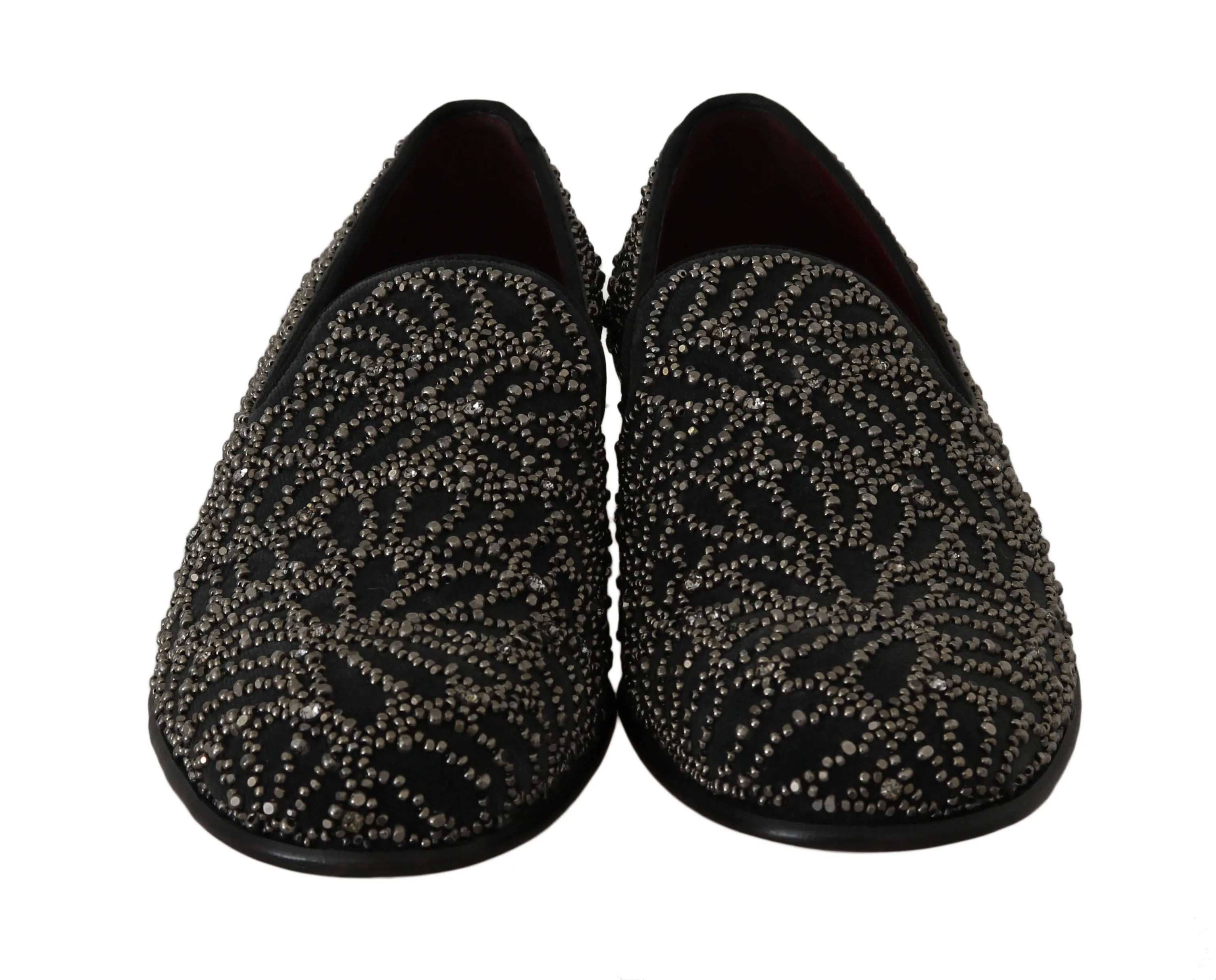 Black Velvet Crystal Beaded Loafers