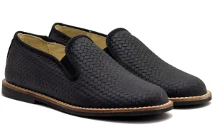 Blublonc Lucas B  Black  leather Boy's Dress  Shoes