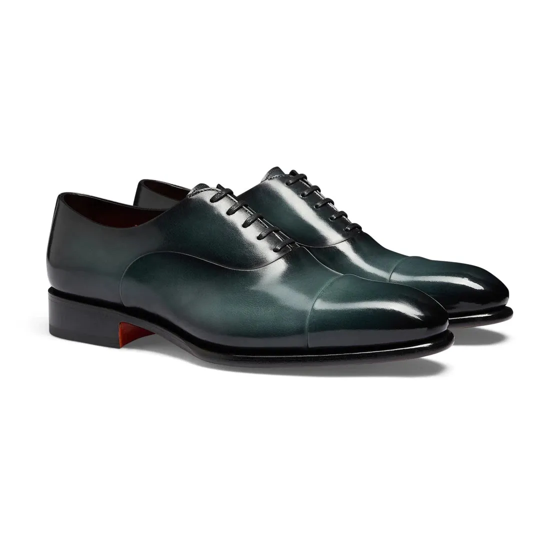Blue Leather Woodford Balmoral Toe Cap Oxfords - Formal Shoes