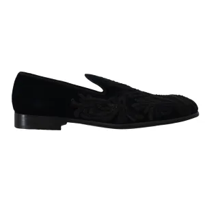 Blue Velvet Ricamo Dress Loafers