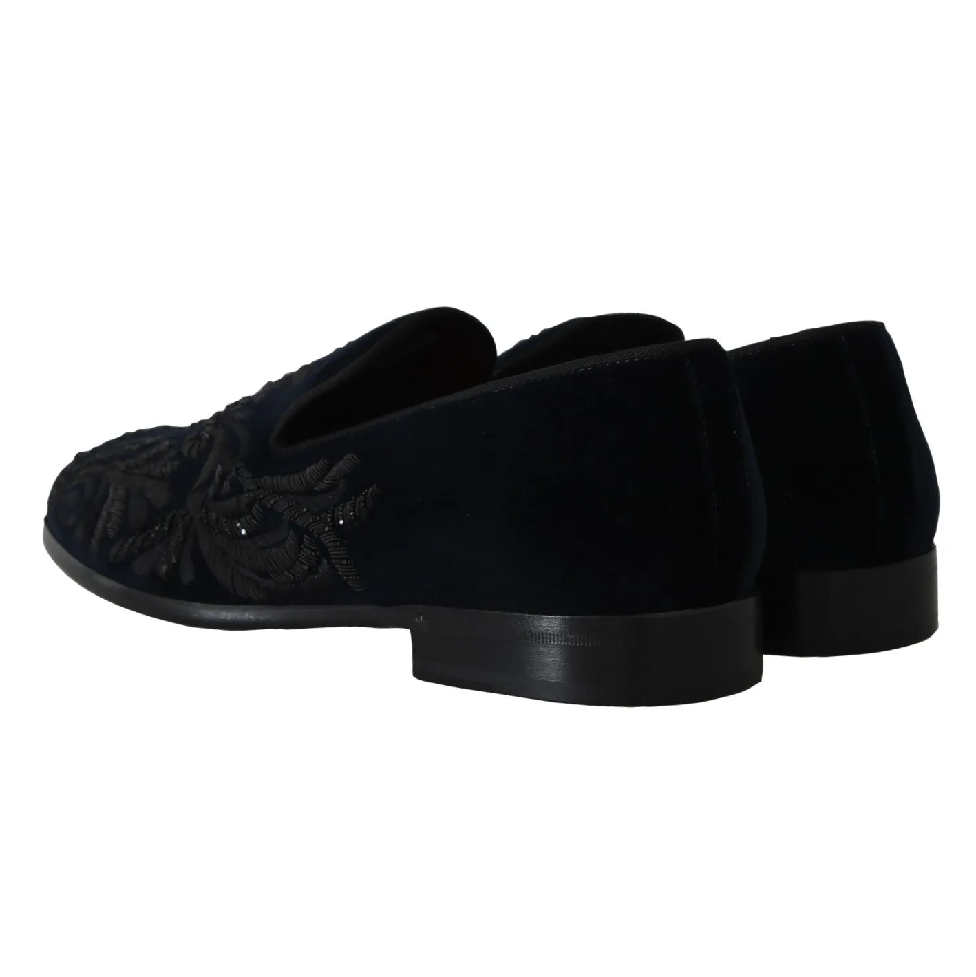 Blue Velvet Ricamo Dress Loafers