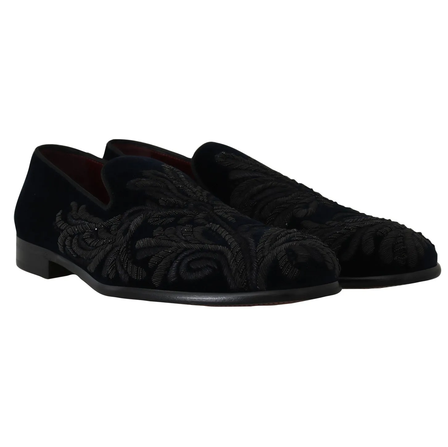 Blue Velvet Ricamo Dress Loafers