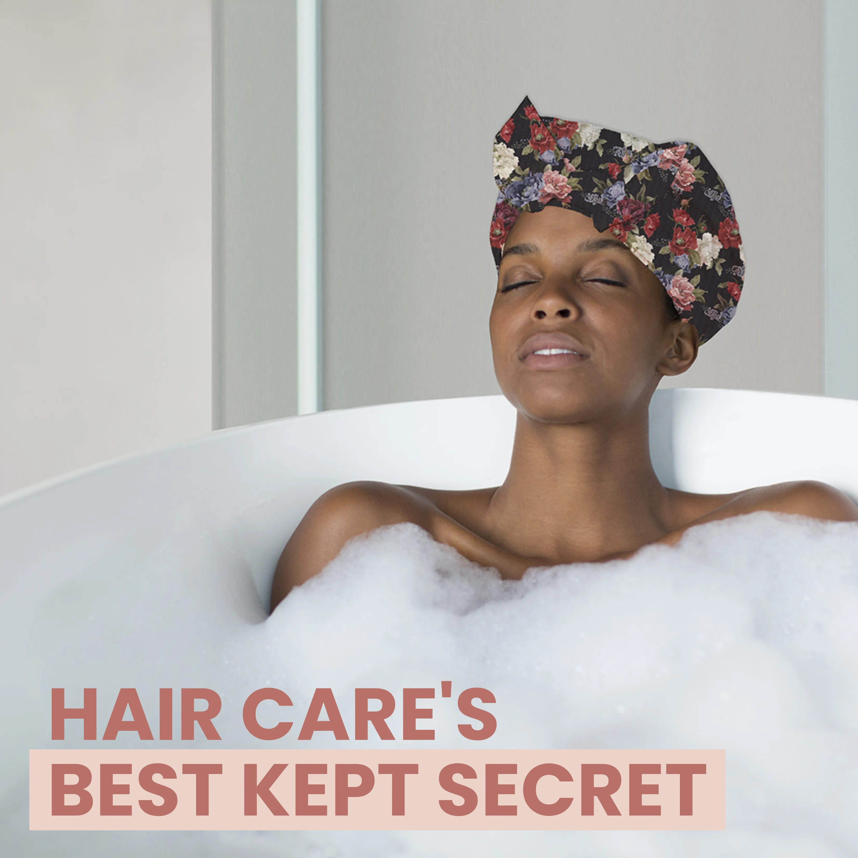 Bluhen - Black Floral Shower Cap