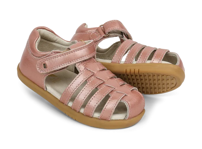 Bobux I Walk Jump Leather Closed Toe Sandal Rose Gold