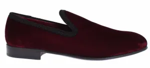 Bordeaux Red Velvet Loafers Dress Shoes