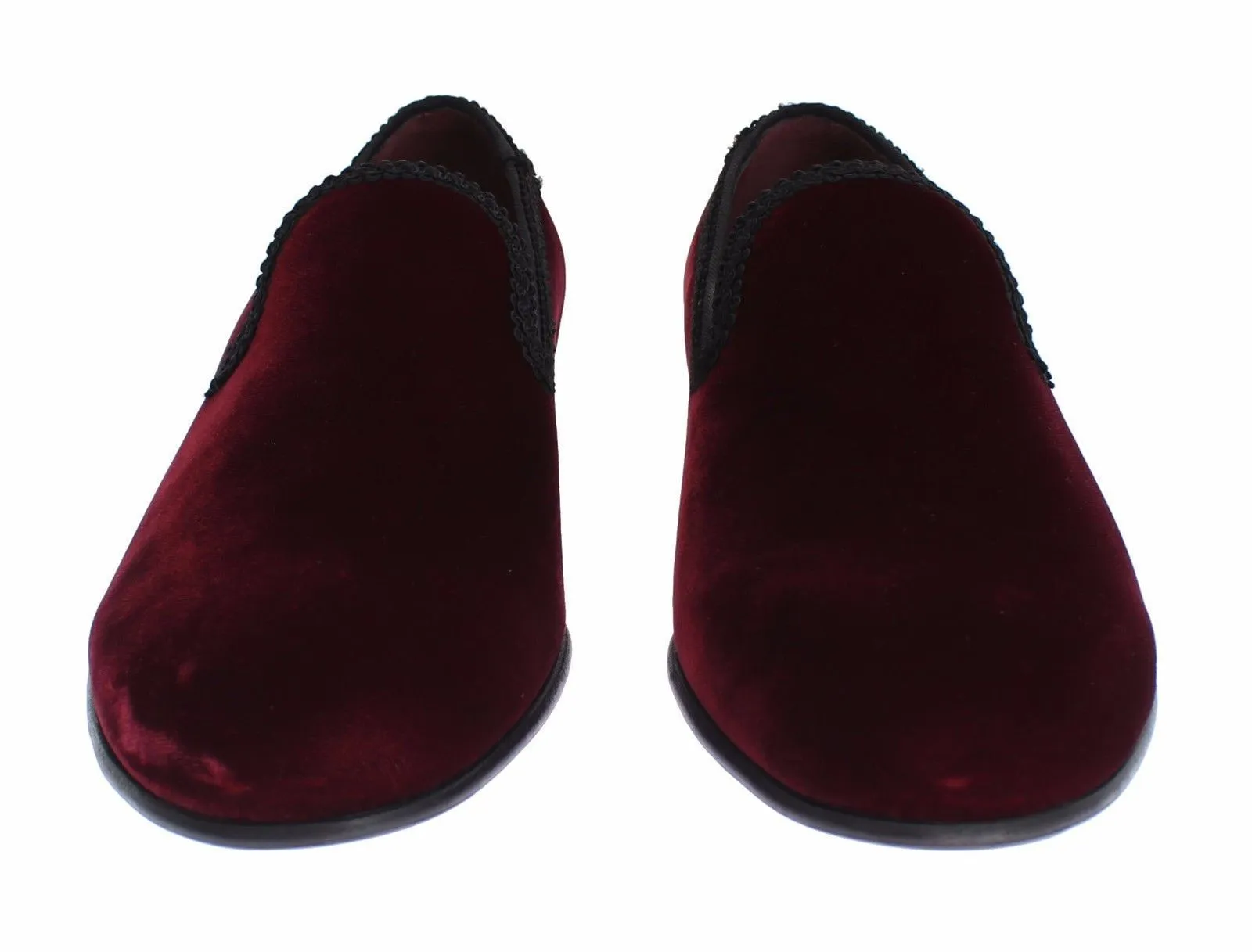 Bordeaux Red Velvet Loafers Dress Shoes