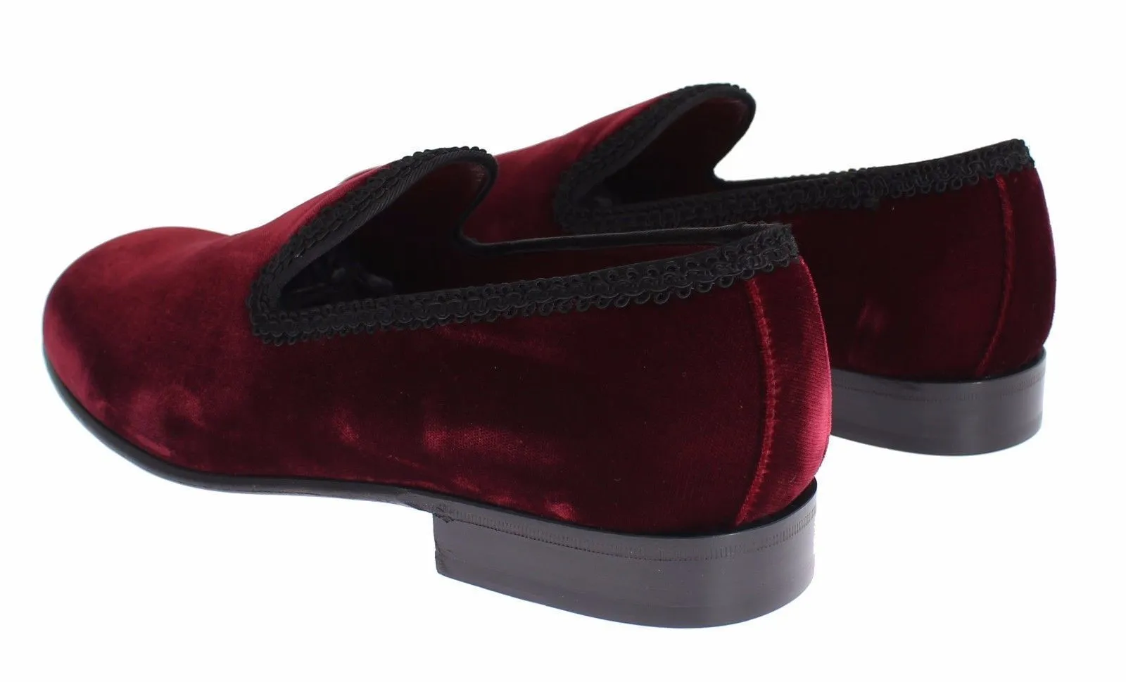 Bordeaux Red Velvet Loafers Dress Shoes