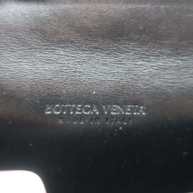 Bottega Veneta Business Card Case Wallet Black Intrecciato Leather