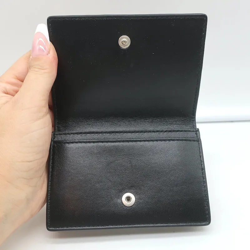 Bottega Veneta Business Card Case Wallet Black Intrecciato Leather