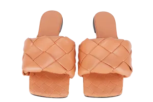 BOTTEGA VENETA LIDO FLAT SANDAL ORANGE LEATHER SIZE 37 WITH DUST COVER