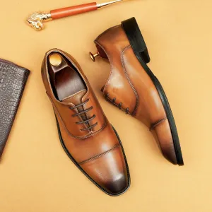 British Leather Shoes Men's Business Formal Wear Authentic Leather Square Toe Oxford Shoes Groom Wedding Shoes Casual Men's Shoes20613