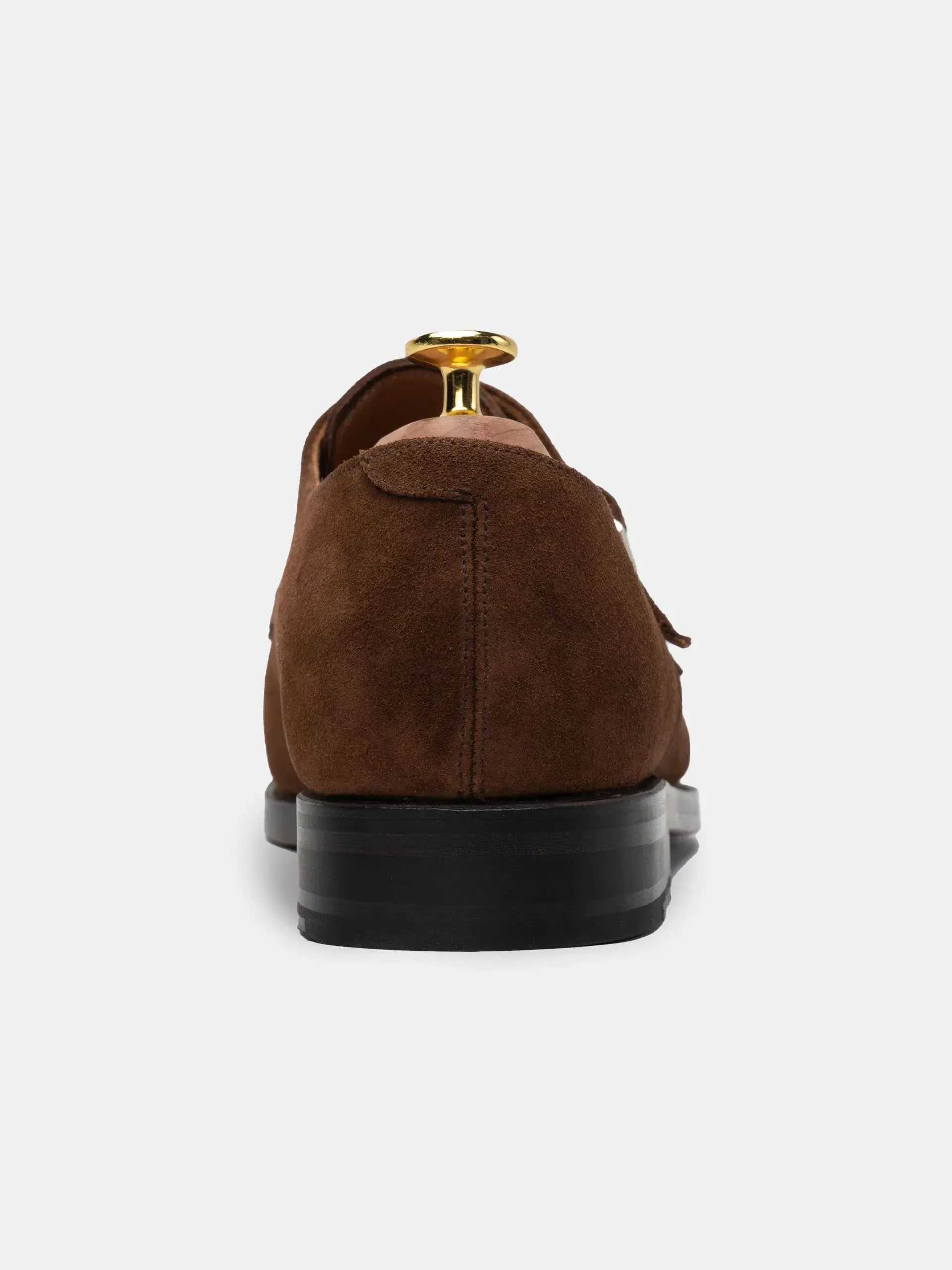 Browm Italian Suede Leather Double Monkstrap Shoes - Leather Shoes