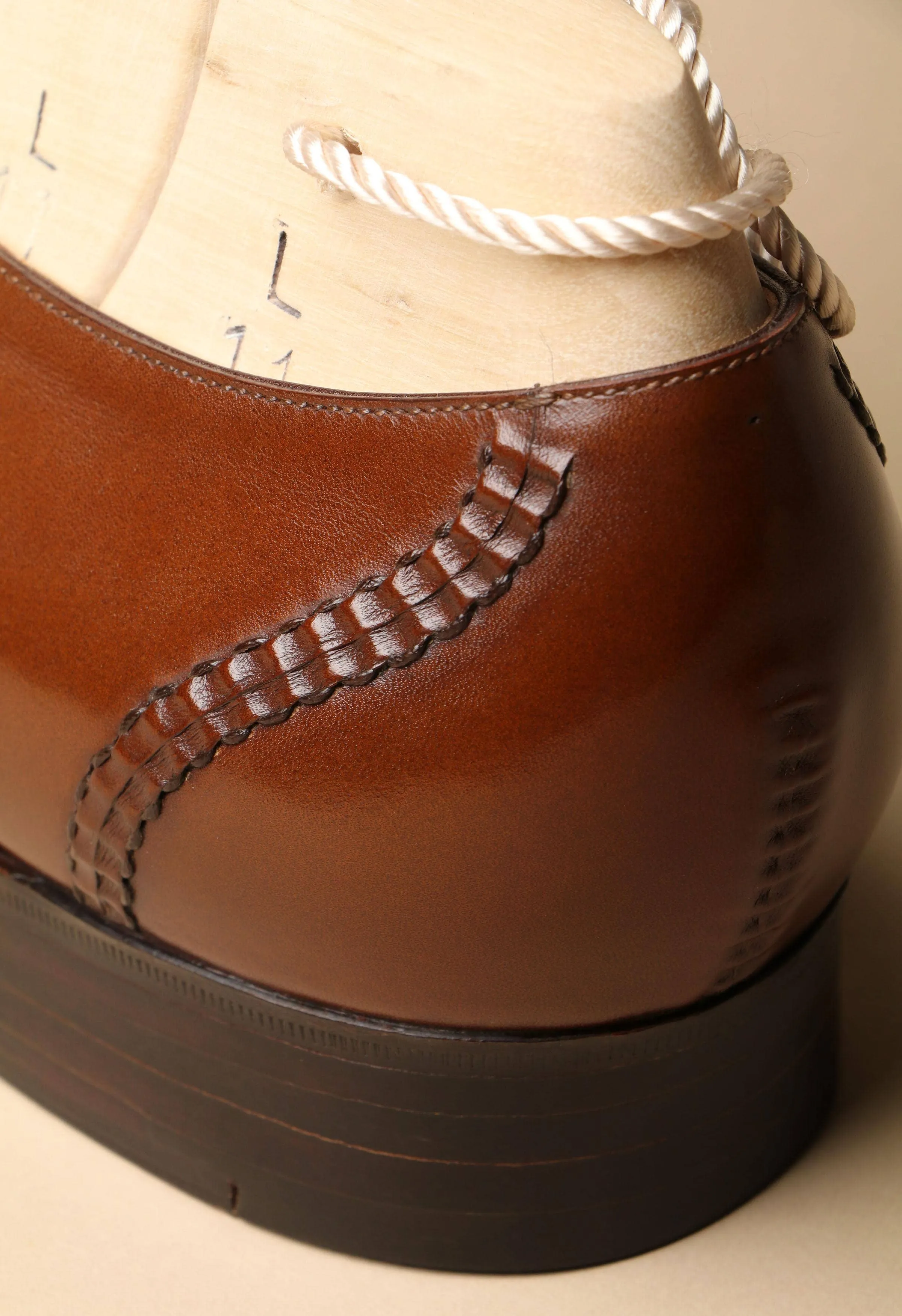 Brown Leather Derby Single Monk Straps - Monk Shoes