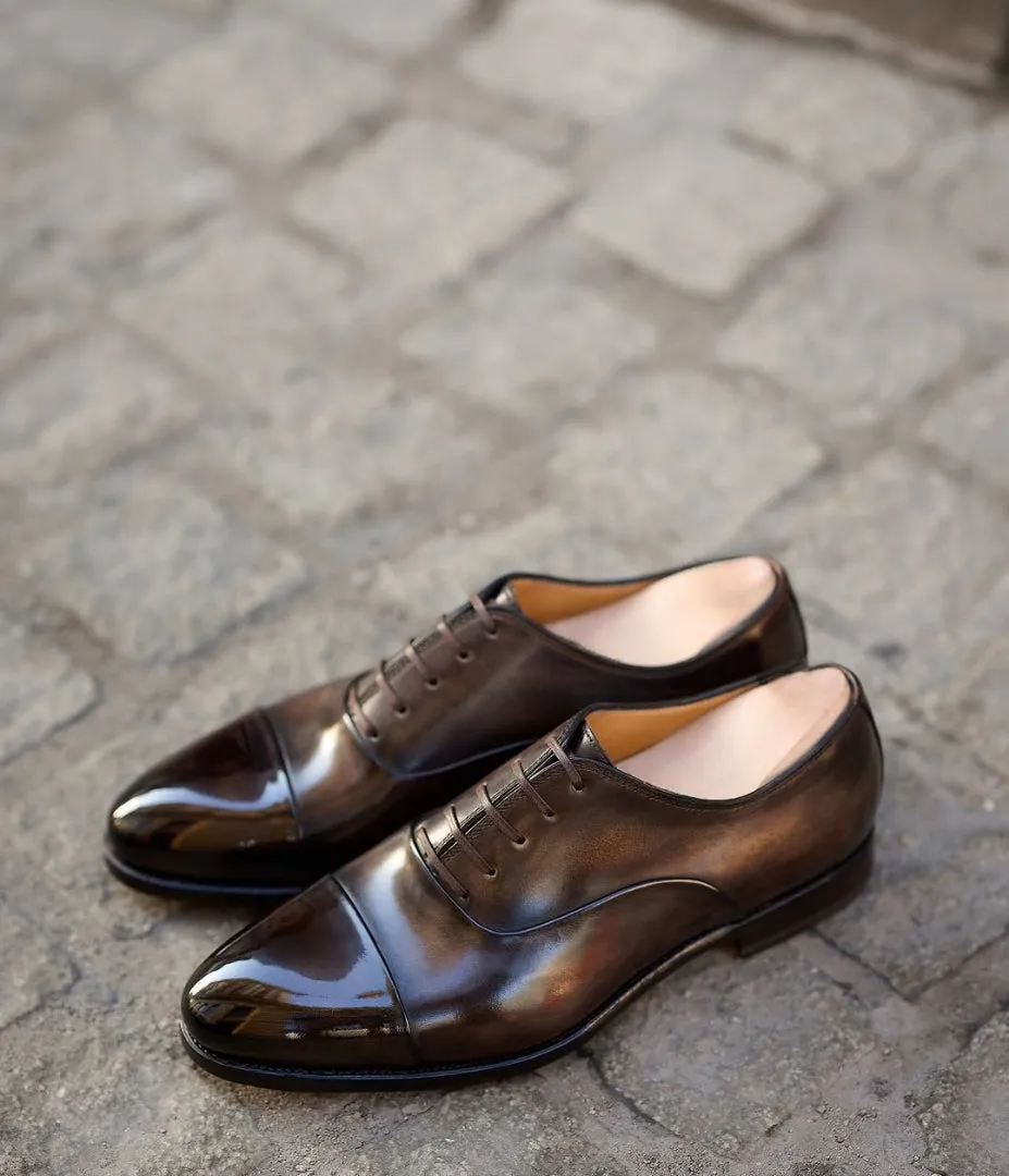 Brown Leather Isolde Brogue Round Toe Cap Oxford - Formal Shoes