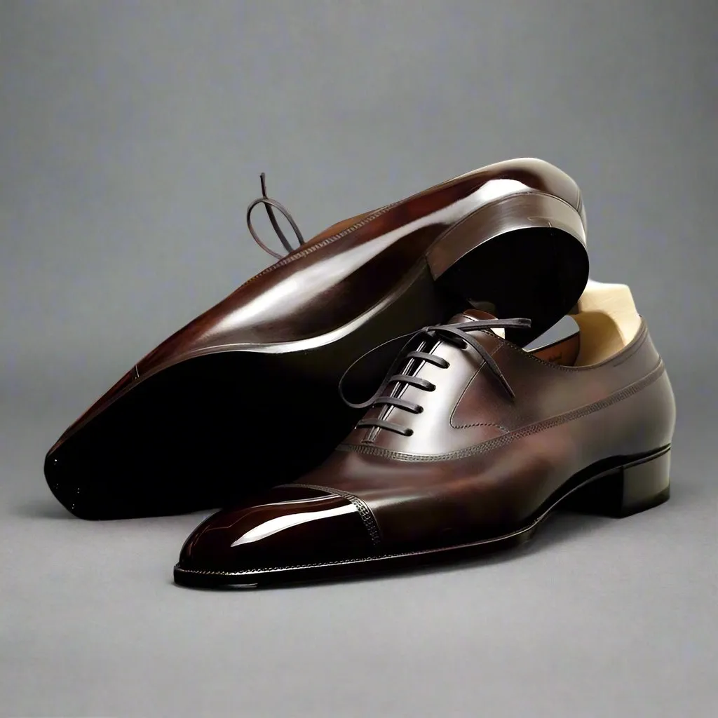 Brown Leather Isolde Brogue Toe Cap Oxfords - Formal Shoes
