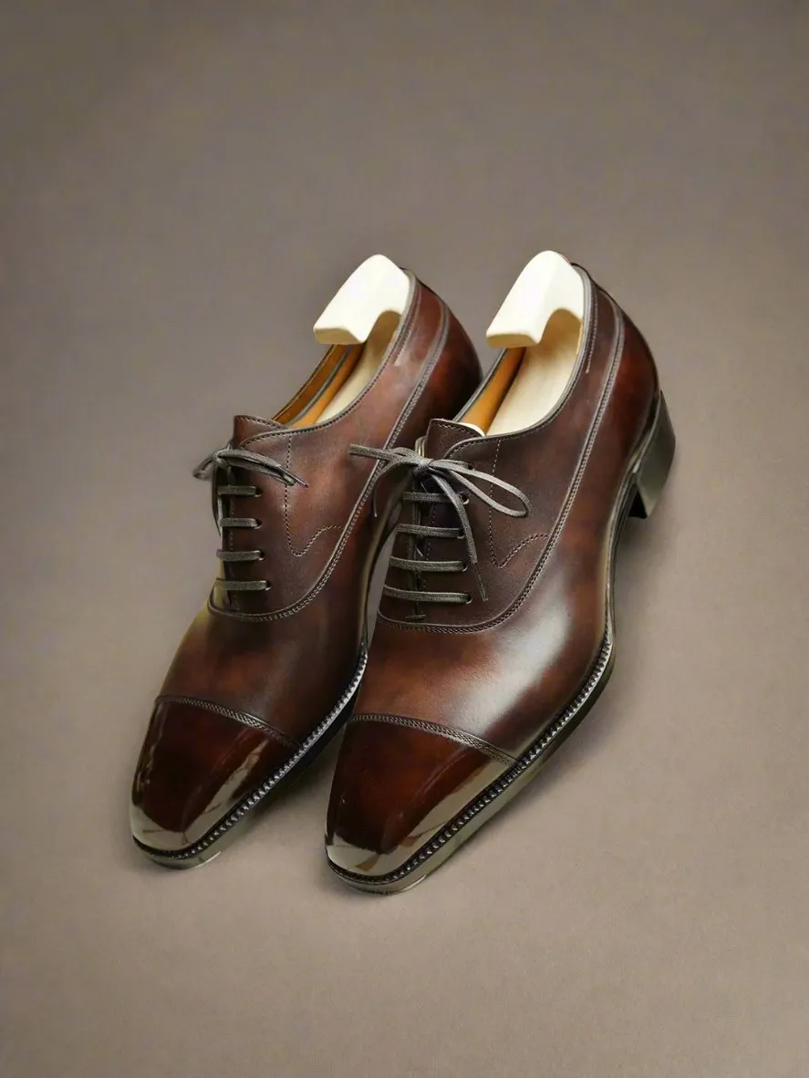 Brown Leather Isolde Brogue Toe Cap Oxfords - Formal Shoes