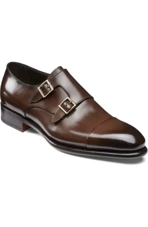 Brown Leather Soren Double Monk Strap Toe Cap Shoes - Monk Shoes