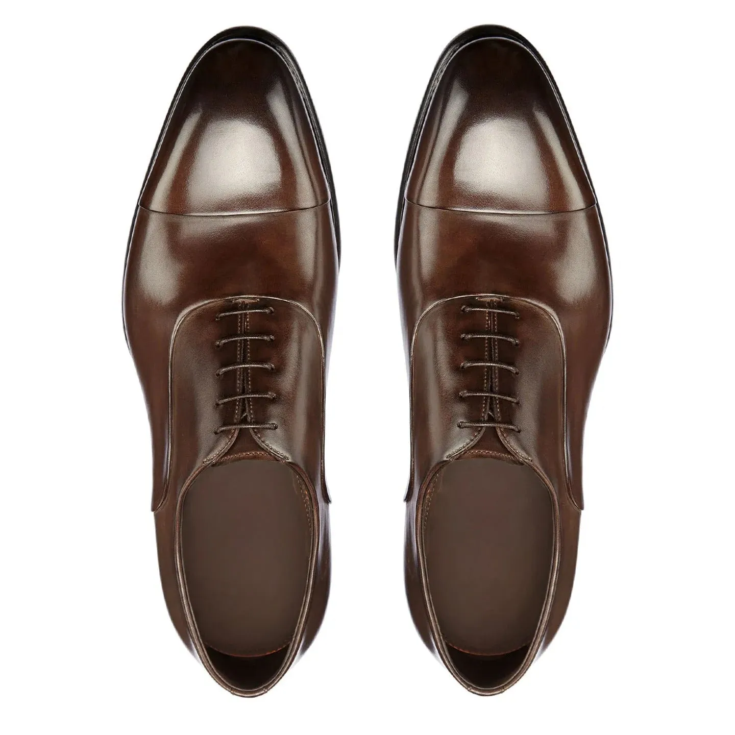 Brown Leather Woodford Balmoral Toe Cap Oxfords - Formal Shoes