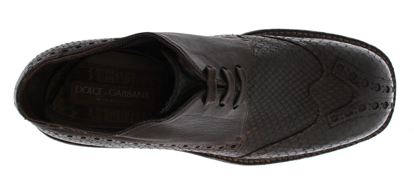Brown Python Snakeskin Kangaroo Shoes