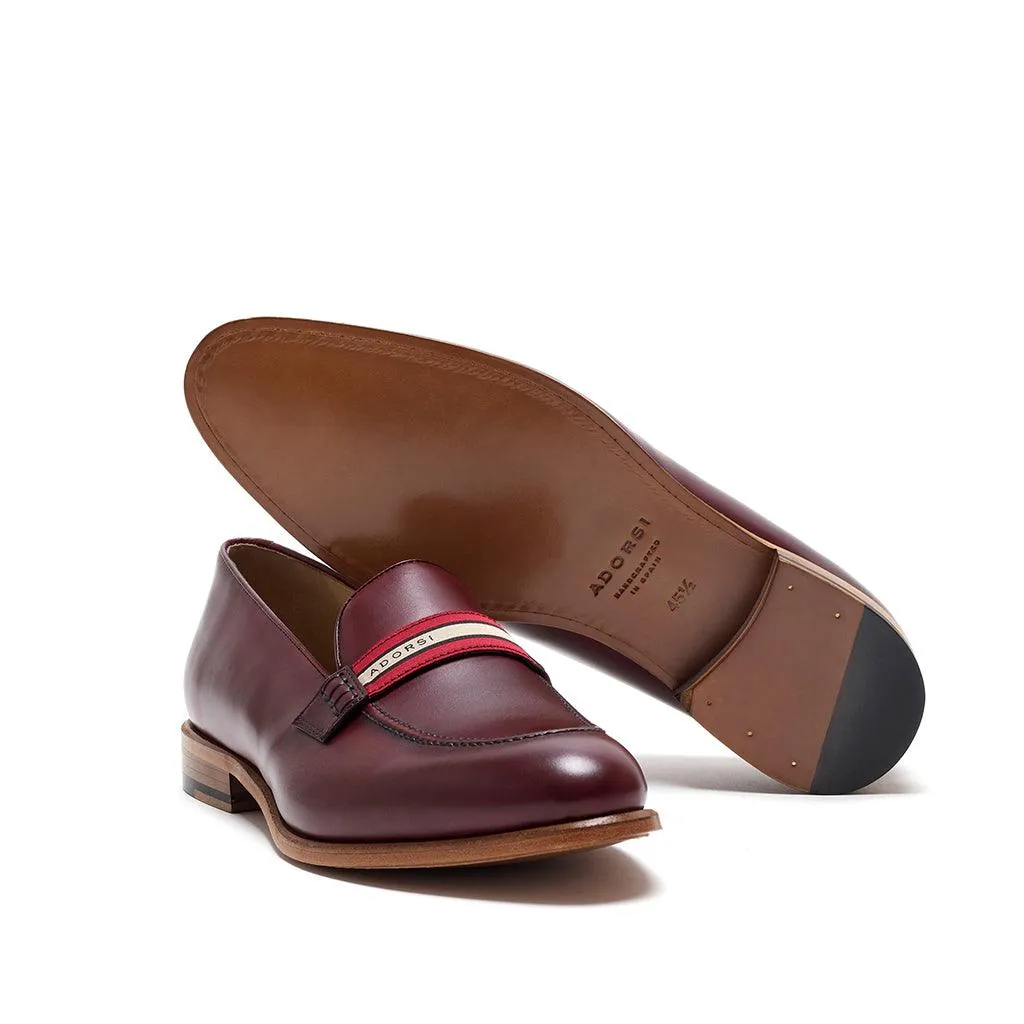 Burgundy Calf Web Stripe Loafer