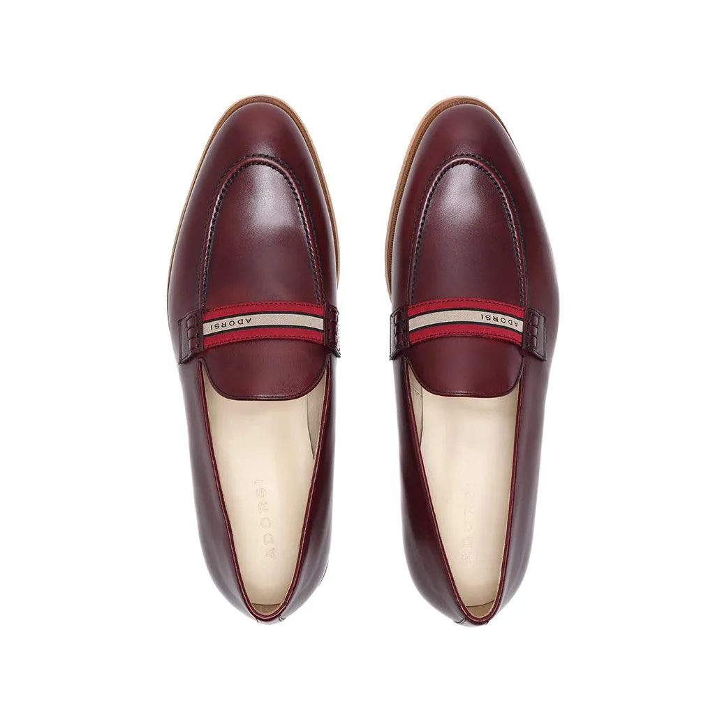 Burgundy Calf Web Stripe Loafer
