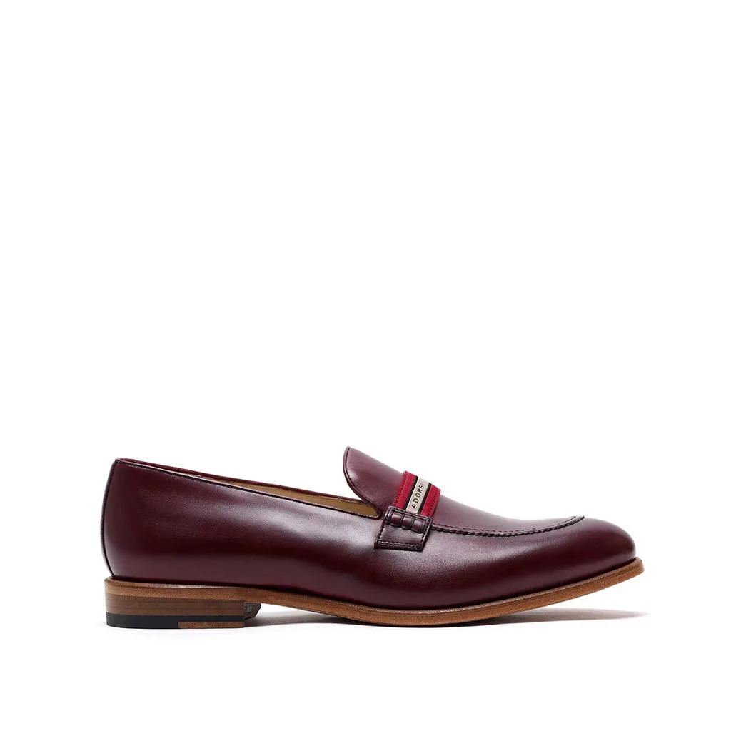 Burgundy Calf Web Stripe Loafer