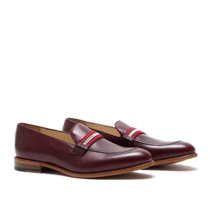 Burgundy Calf Web Stripe Loafer