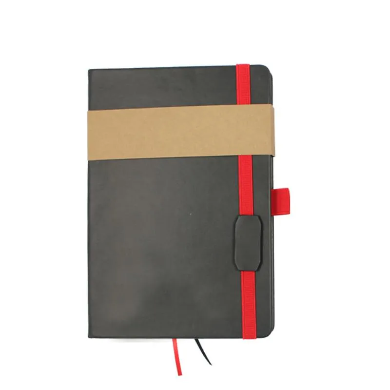 Business Notebook With Pu Leather Cover And Coloured Elastic Band Closure