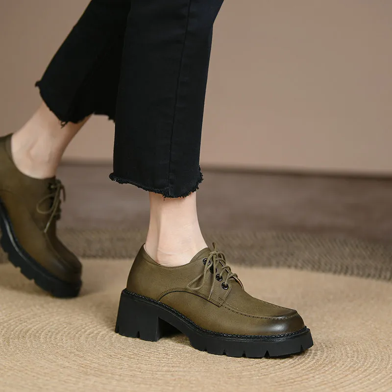 Cali Military Green Platform Oxford Heels