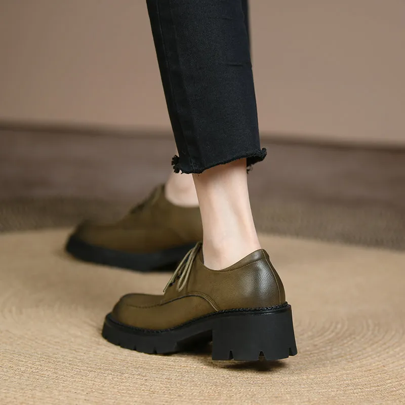 Cali Military Green Platform Oxford Heels